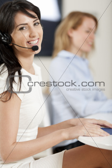 Women in a busy call centre