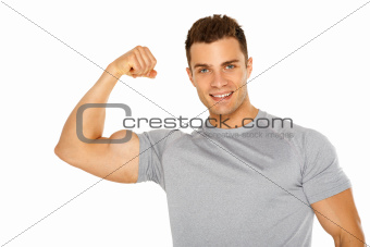 Handsome muscular young man isolated on white