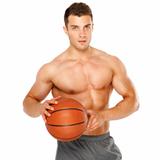 Portrait of a basketball player isolated on white