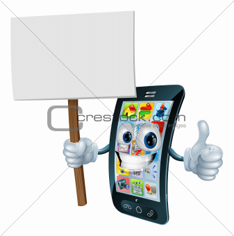 Announcement board sign mobile phone man