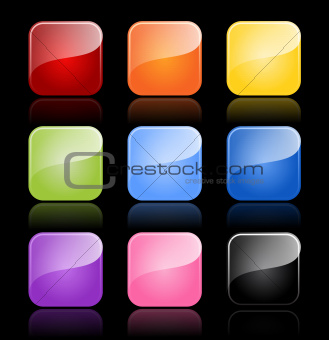 Glossy blank buttons in color variations