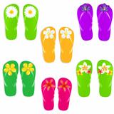Flip Flops With Color Flowers