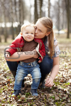 Young mother and son