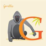 Animal alphabet with gorilla