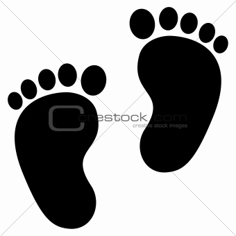 Baby feet clean black icon