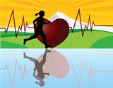 Female Jogger with Heartbeat Illustration