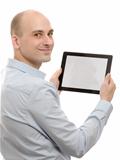 business man using a touch screen device