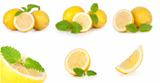 Fresh lemon isolated on white background set