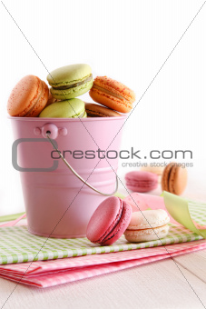Delicious French Macaroons on table