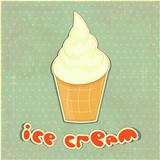 ice cream Vanilla on retro background