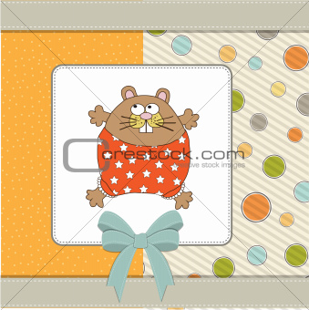 greeting card with cute little rat