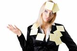 business blonde woman with dejected expression