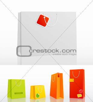 Colorful shopping bag on white background 