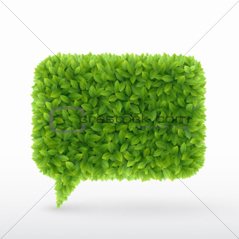 Bubble for speech Green leaves.