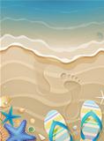 Summer holiday background with footprints