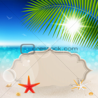 Beautiful seaside view with vintage greeting card