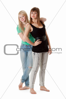 Two girls in jeans