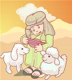 arab boy with his sheep