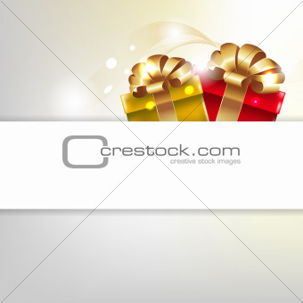 Gift Poster With Box And Gold Ribbons