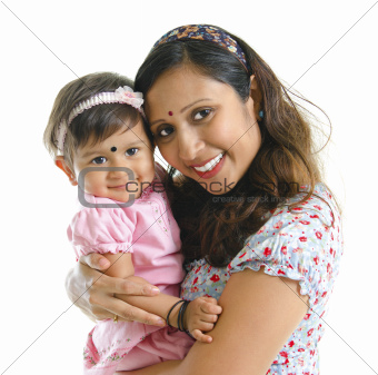 Modern Indian mother and daughter