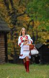 Beautiful young woman in Ukrainian costume