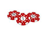 casino chips with win symbol