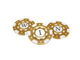 casino chips with win symbol