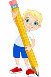 Boy holding pencil