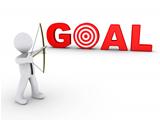 Businessman as archer aiming at a goal target