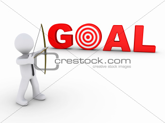 Businessman as archer aiming at a goal target