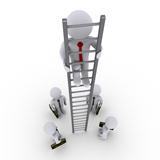 Successful businessman is higher on ladder