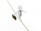 Businessman is walking on tightrope