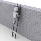 Person climbing ladder over a wall