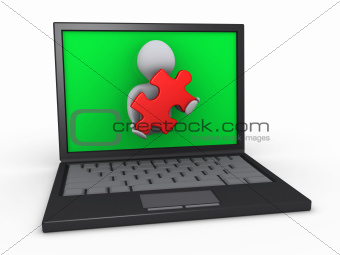 Person through laptop holding puzzle piece