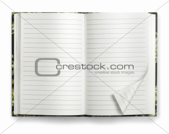 Blank open paper notebook