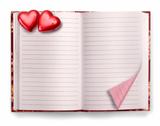 Open Valentine diary blank notebook