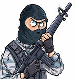 Cartoon SWAT member with a gun