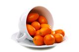 Kumquats in a white cup.