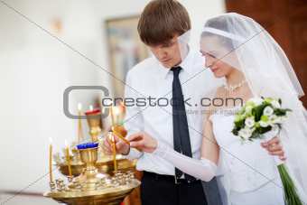 bride and groom in the church