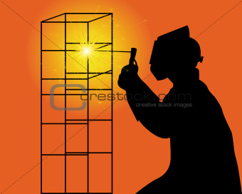 silhouette of a welder