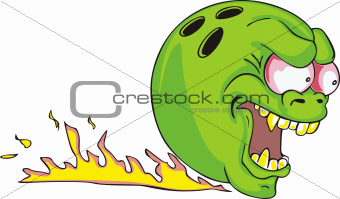 Green bowling ball with flame