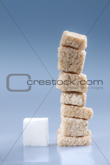 Brown and white sugar cubes.