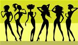 Six girls silhouettes
