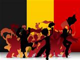 Belgium Sport Fan Crowd with Flag