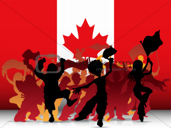 Canada Sport Fan Crowd with Flag