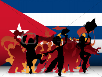 Cuba Sport Fan Crowd with Flag