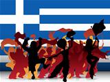 Greece Sport Fan Crowd with Flag