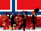 Norway Sport Fan Crowd with Flag