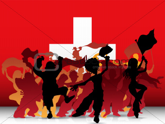Switzerland Sport Fan Crowd with Flag