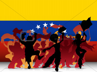 Venezuela Sport Fan Crowd with Flag